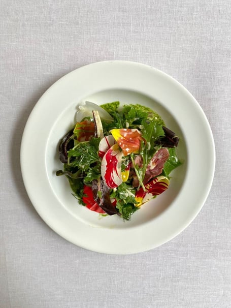 Copy of Fern Verrow leaves with tulips and bechamel dressing